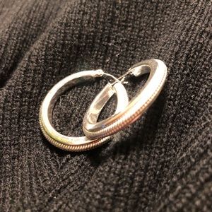 Silver hoop pierced earrings